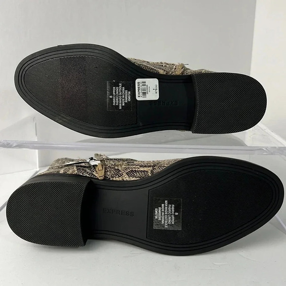 Express Cross Strap Snakeskin Print Lace Up Side Zip Combat Boots Size 8 NWT - Picture 14 of 16